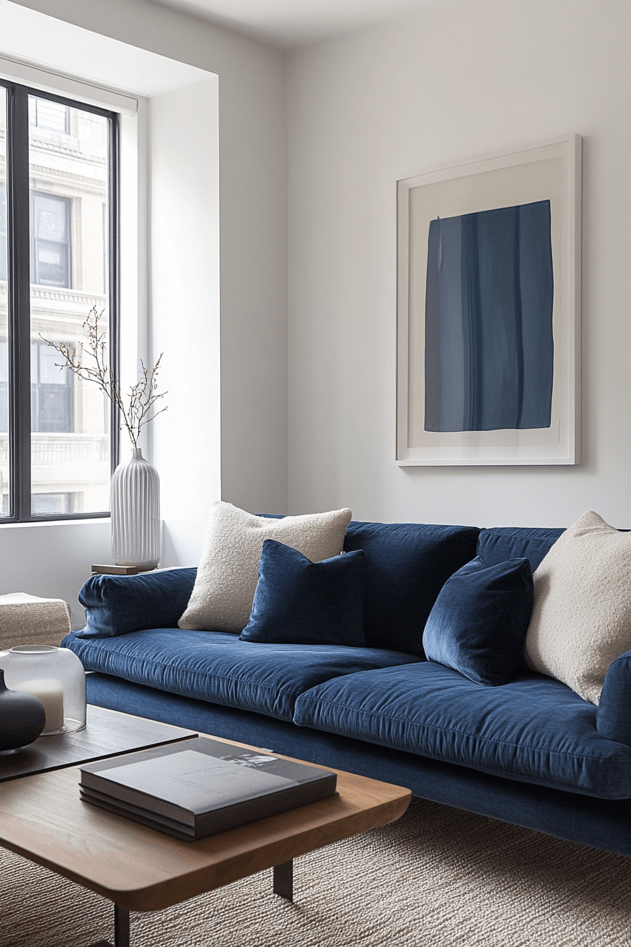 Minimalist blue sofa living room
