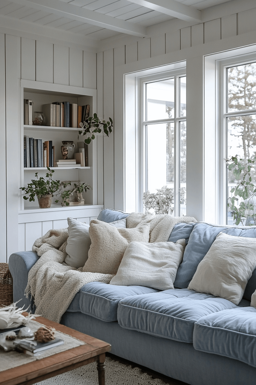 Tranquil blue sofa living room