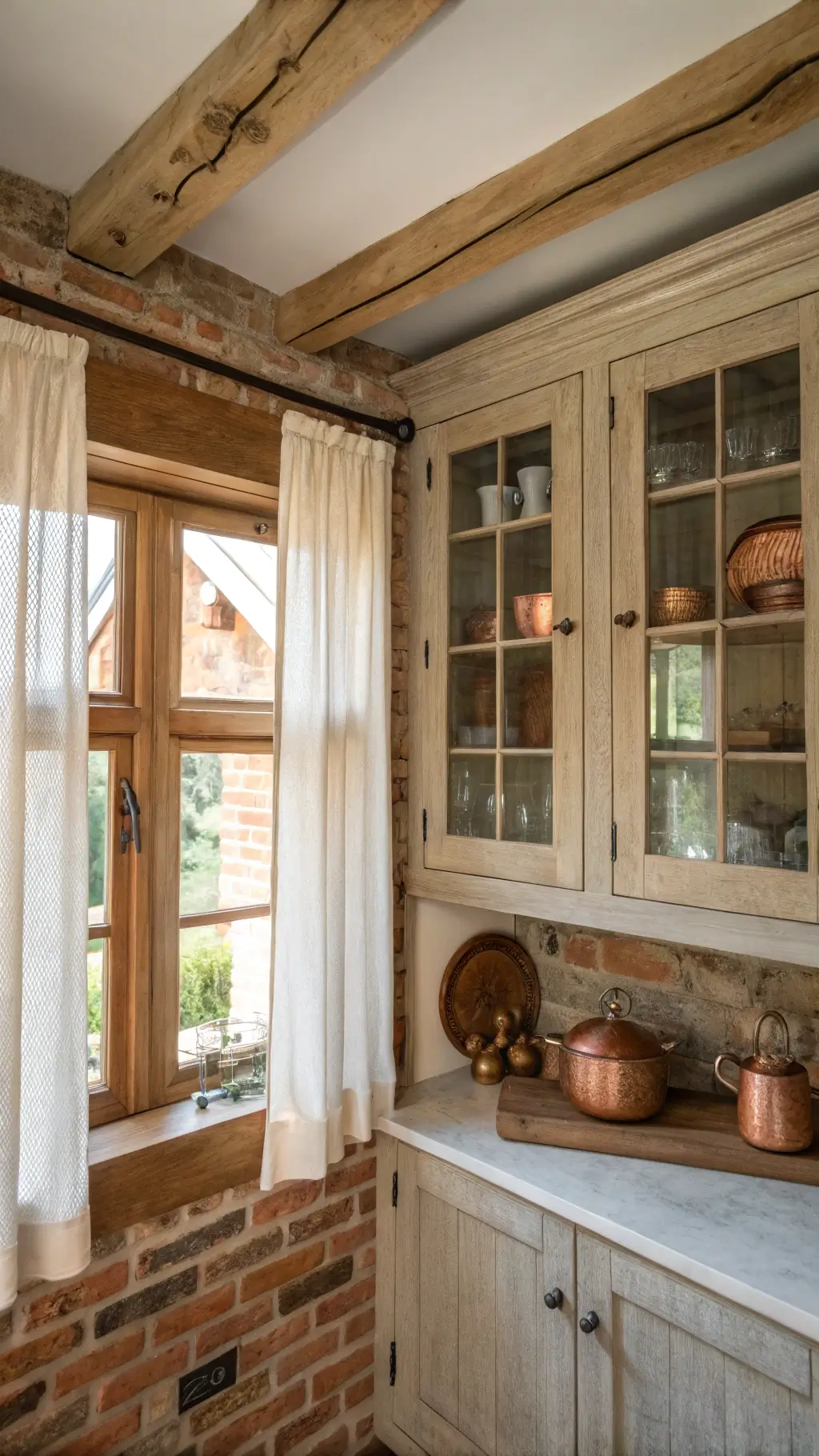 Stylish glass kitchen cabinets