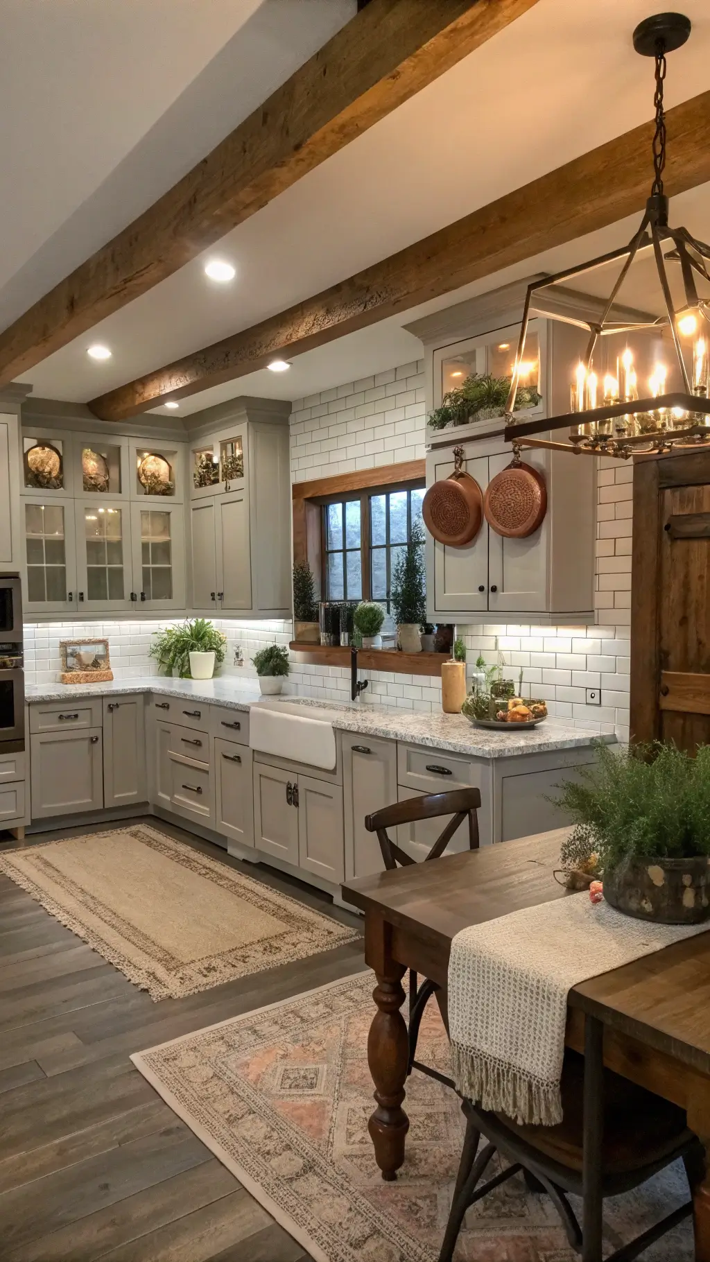 Greige kitchen cabinets with <a href=