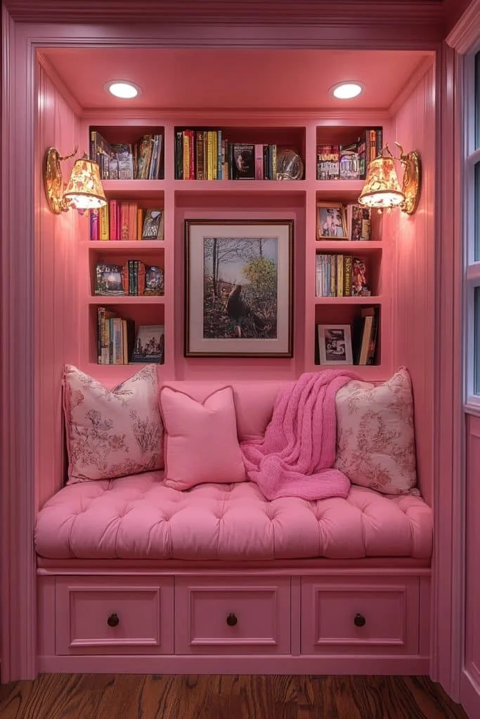 Comfortable Pink Reading Nooks