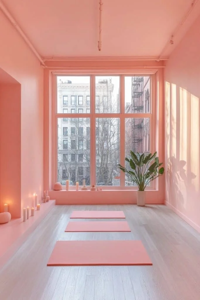 Serene Pink Yoga Spaces