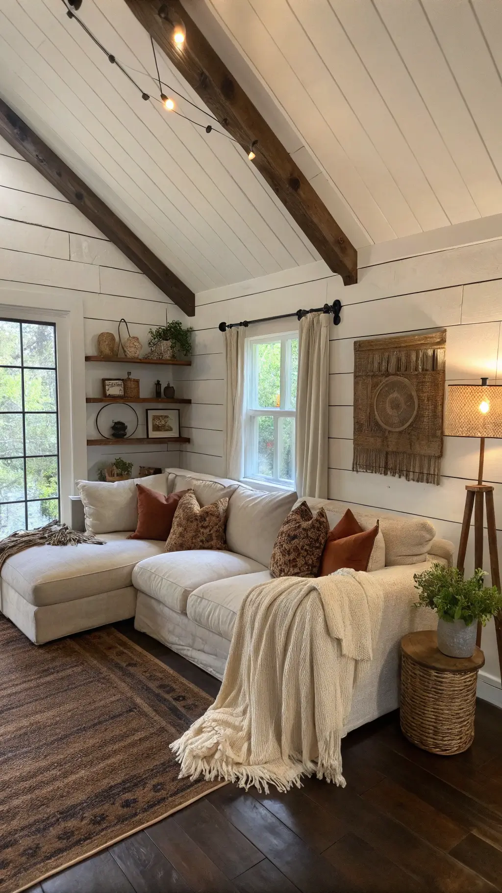 Rustic living room textures and decor