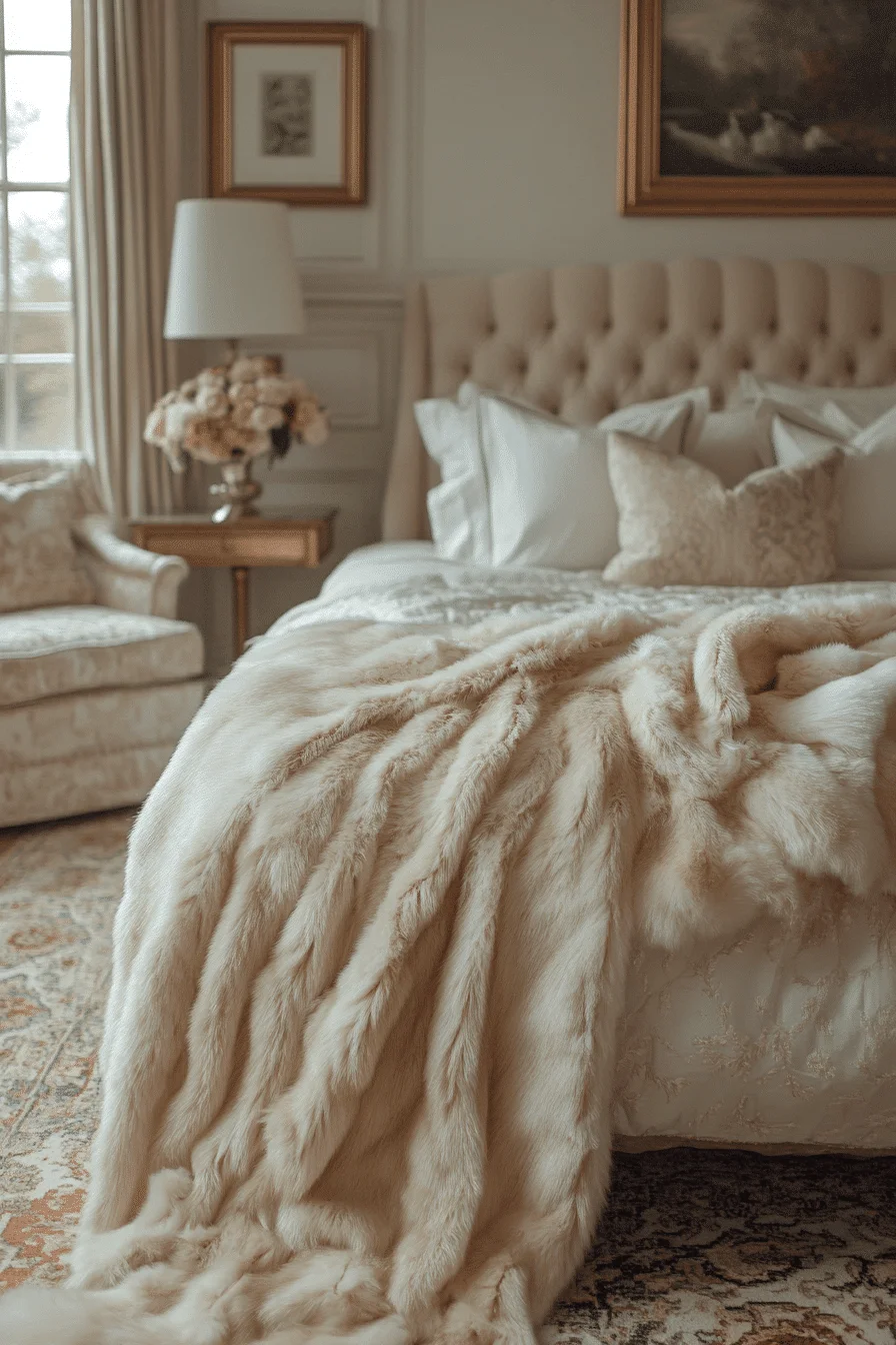 Faux Fur Throw in Bedroom