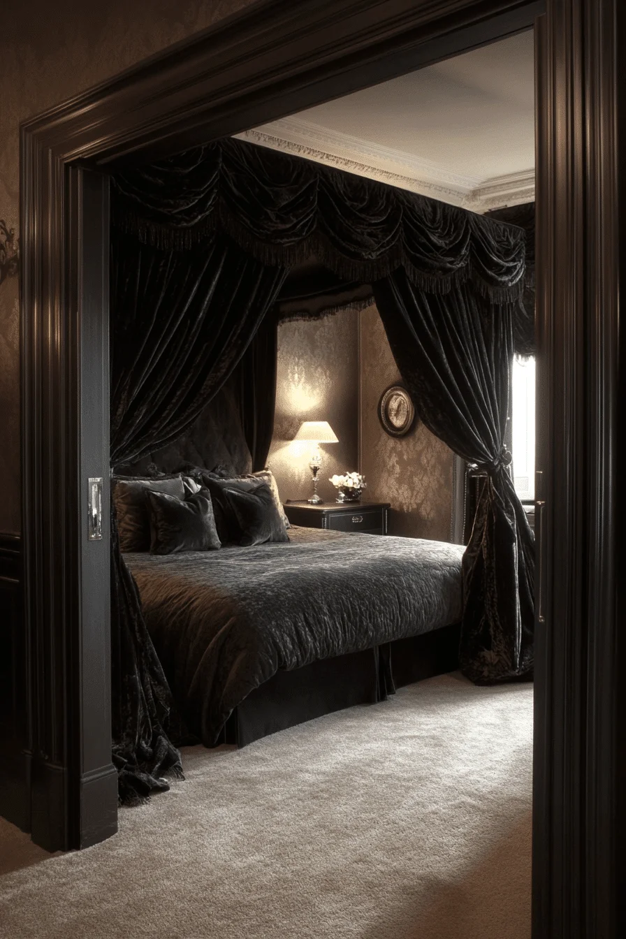 Velvet Canopy Bed