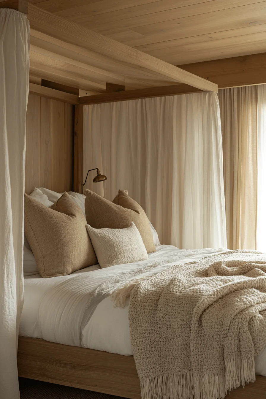 Rustic Wood Canopy Bed
