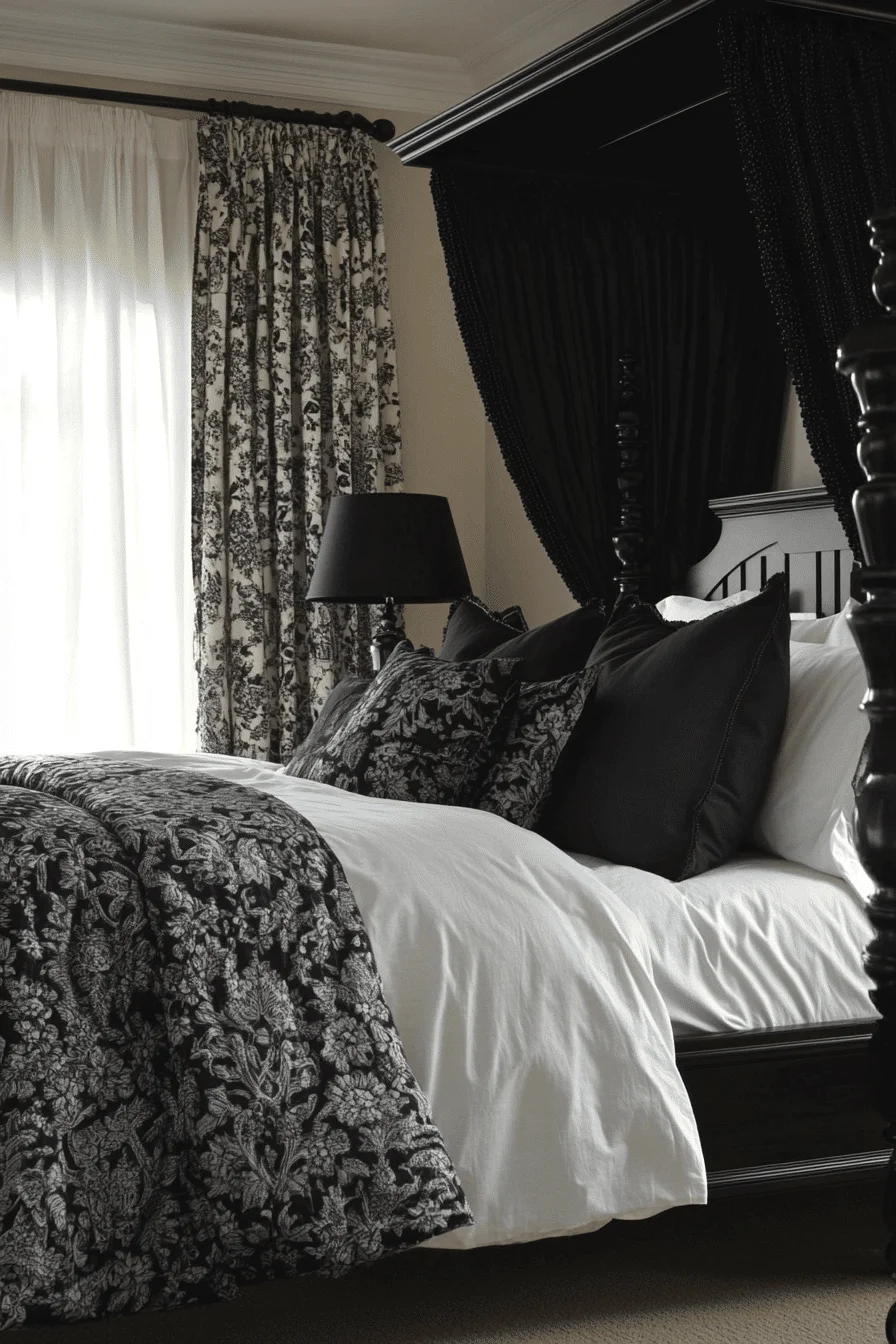 Monochrome Canopy Bed