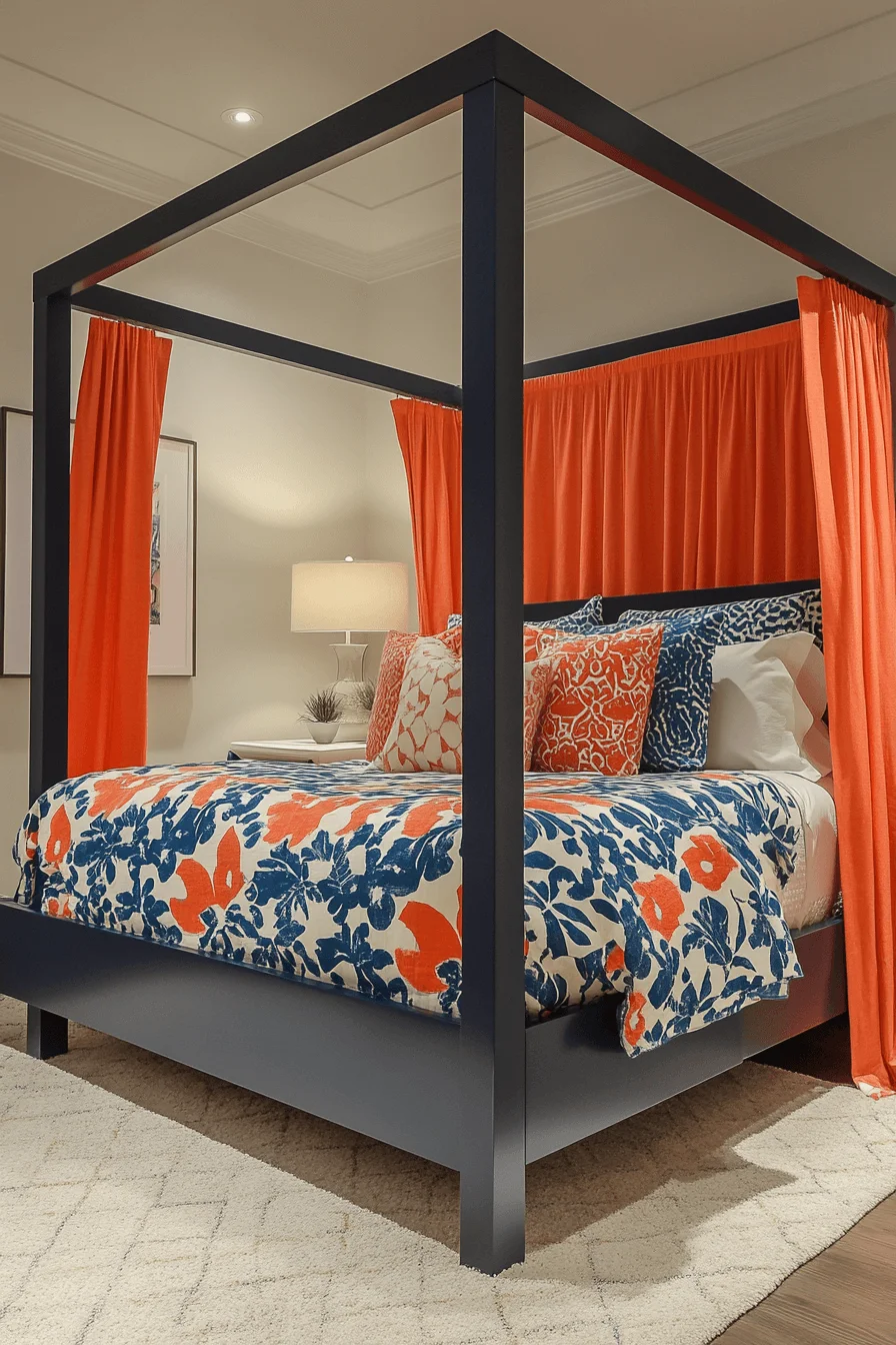 Patterned Canopy Bed