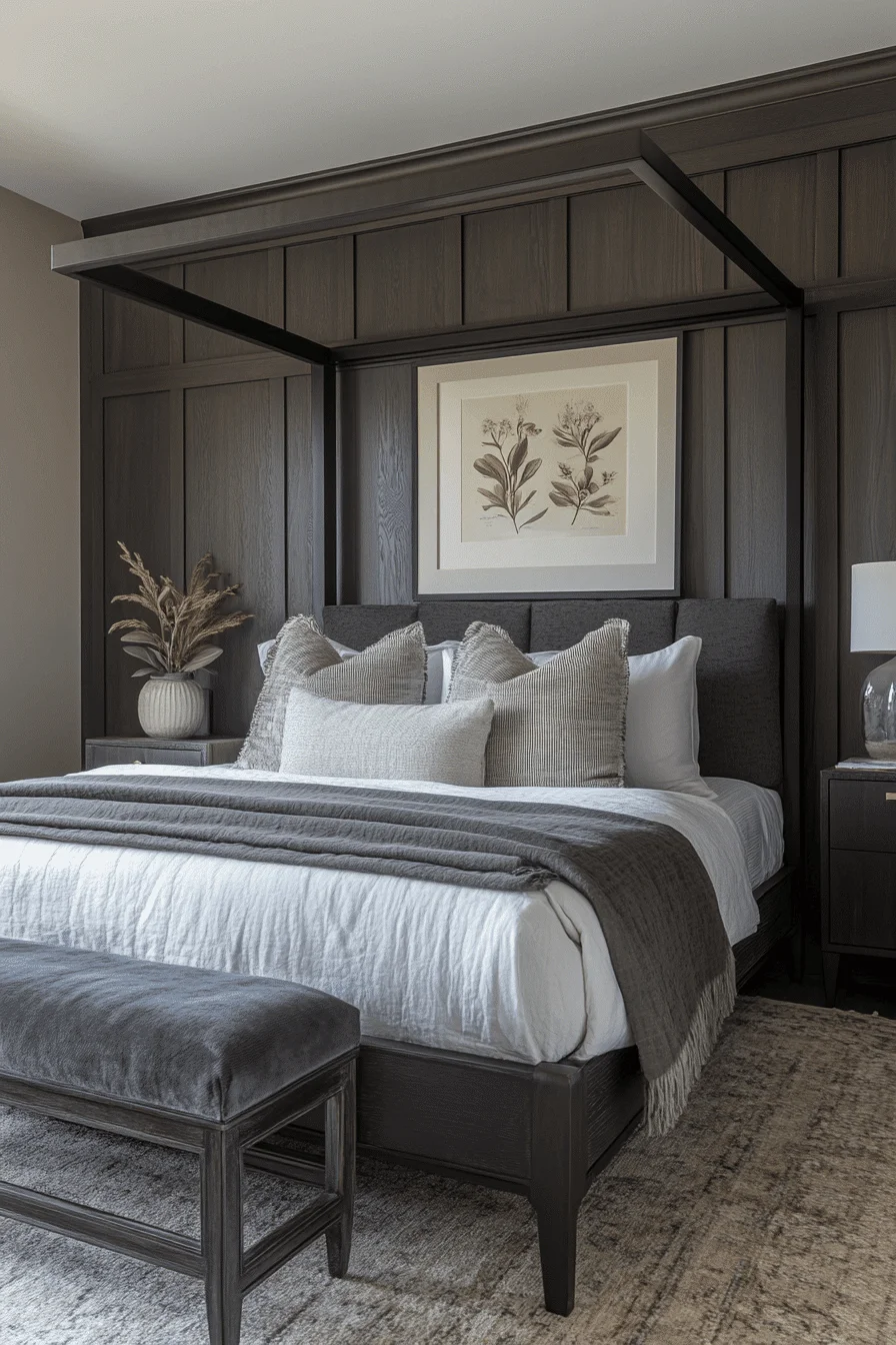 Moody Dark Canopy Bed