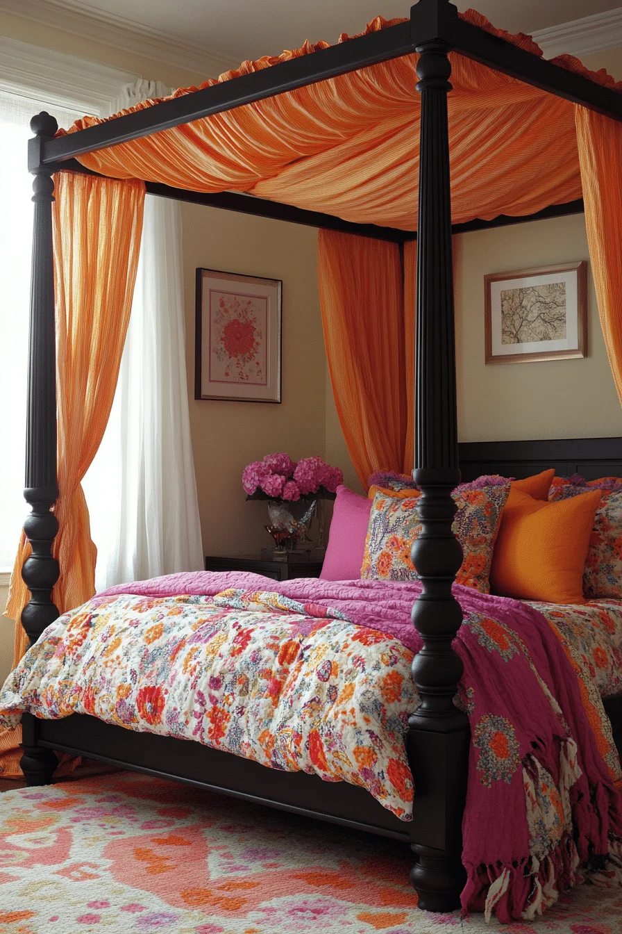 Eclectic Color Canopy Bed