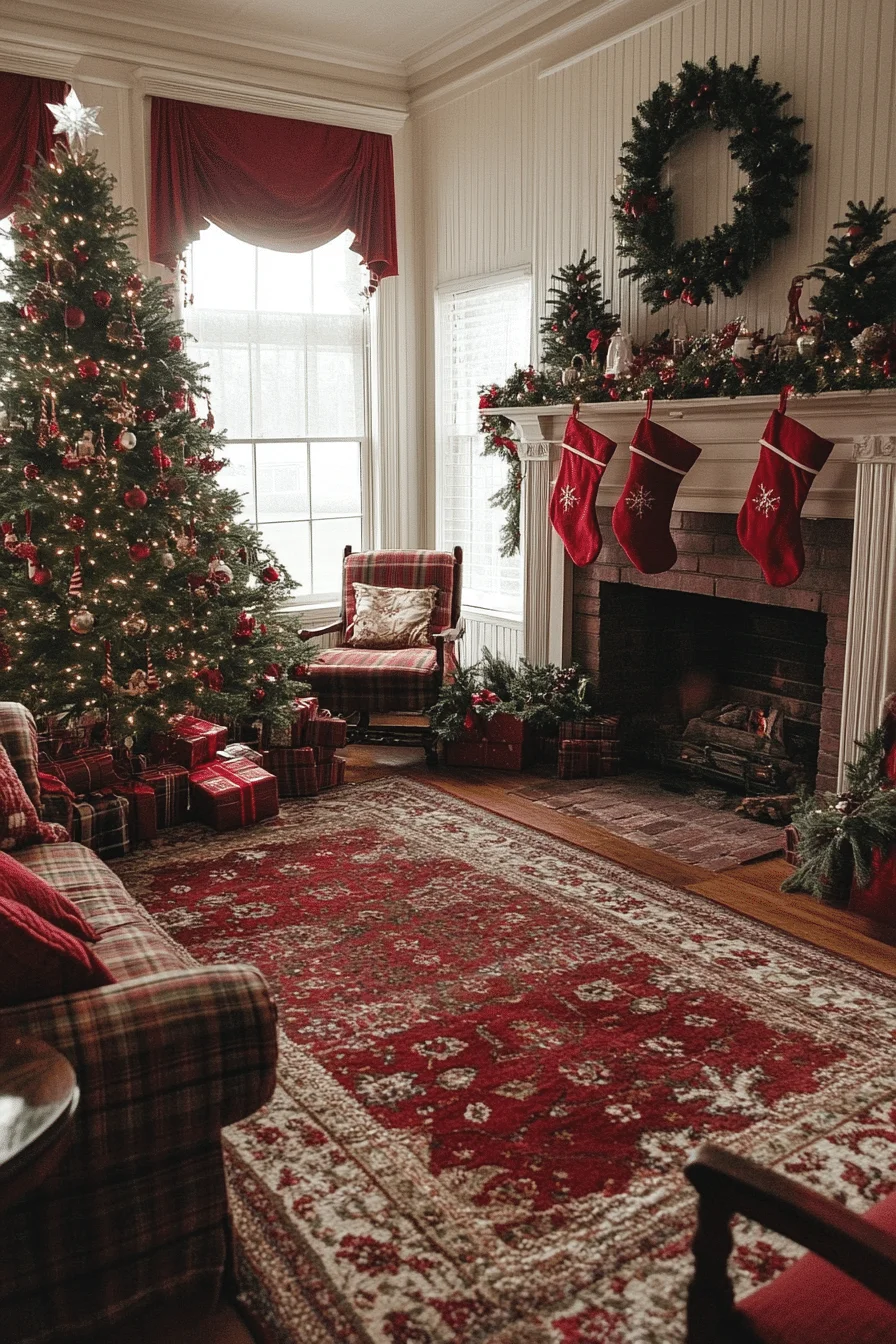 Traditional Christmas Family Room Decor