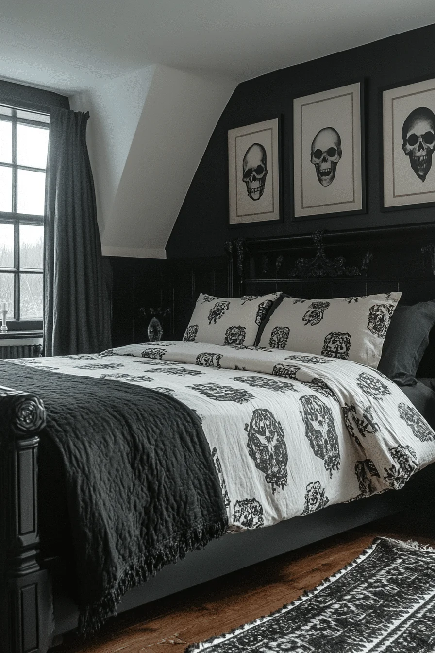 Elegant Monochrome Gothic Bedroom Elegant Monochrome Gothic Bedroom
