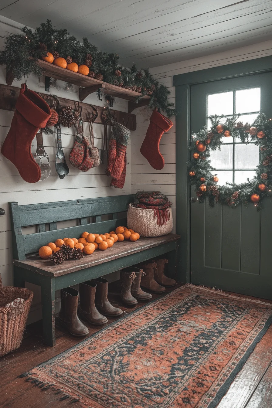 Farmhouse Christmas Mudroom