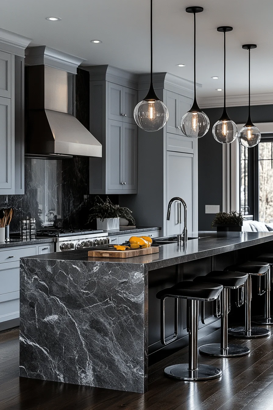 Balanced Design with Island Mid Century Modern Kitchen