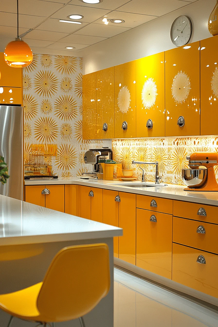 Playful Patterns and Textures Mid Century Modern Kitchen