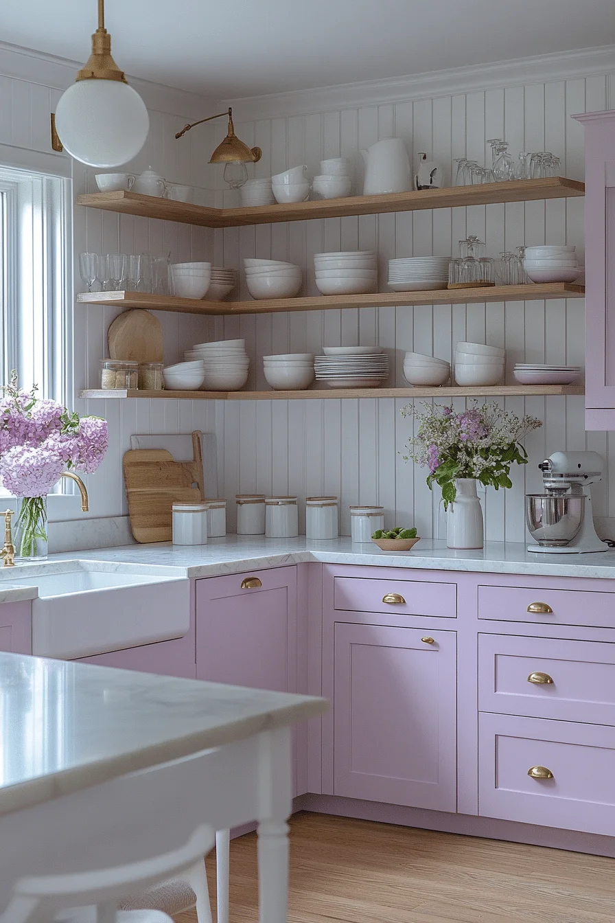 Serene Pastel Palette Mid Century Modern Kitchen