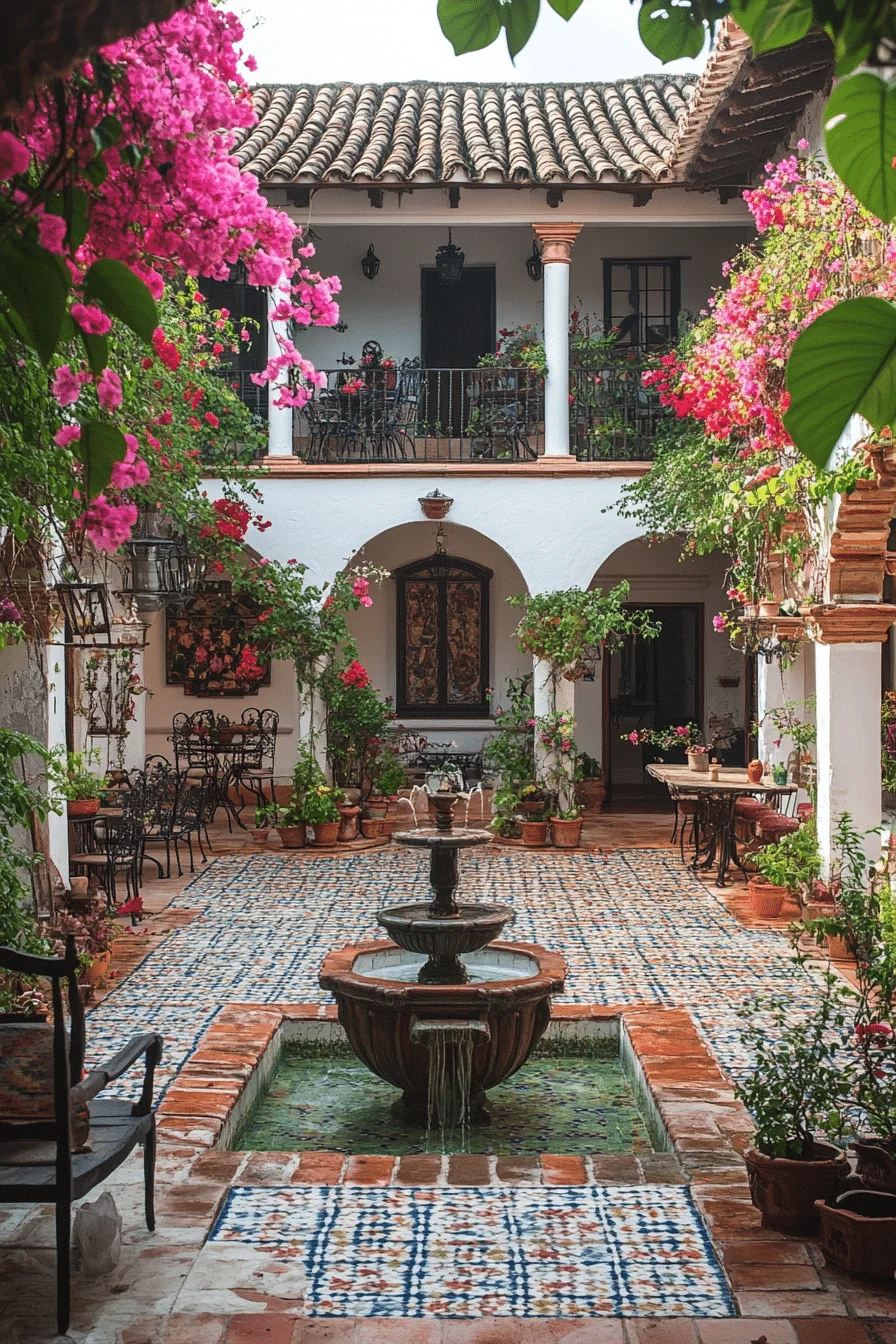 Spanish Hacienda Style with Clay Tiles and Wrought Iron Spanish Hacienda Style with Clay Tiles and Wrought Iron