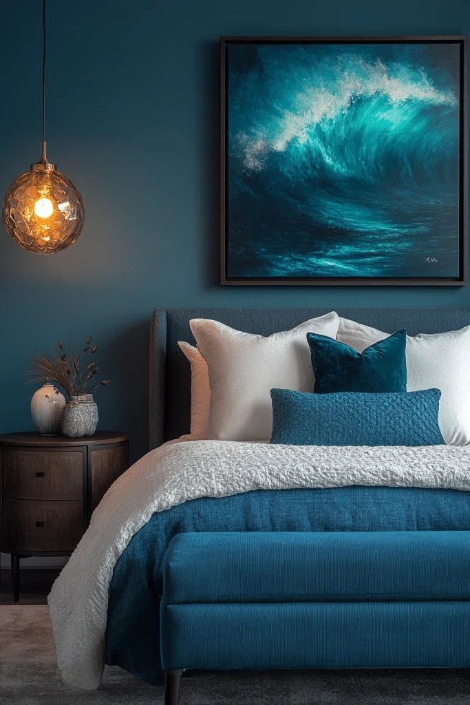 19 Dark Teal Bedroom Ideas for a Modern and Moody Vibe 6 Energetic Stormy Teal Space