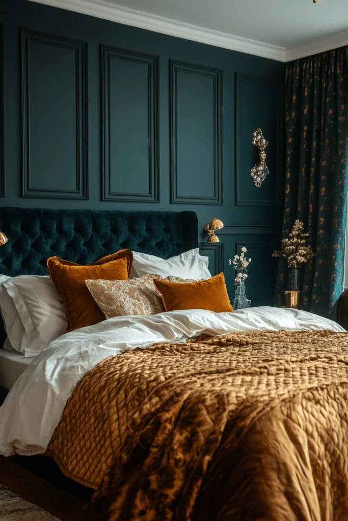 19 Dark Teal Bedroom Ideas for a Modern and Moody Vibe 8 Opulent Teal Retreat