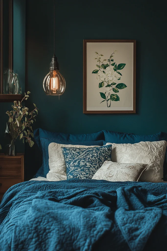 19 Dark Teal Bedroom Ideas for a Modern and Moody Vibe 11 City Teal Oasis