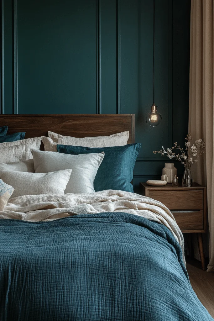 19 Dark Teal Bedroom Ideas for a Modern and Moody Vibe 12 Minimalist Teal Retreat