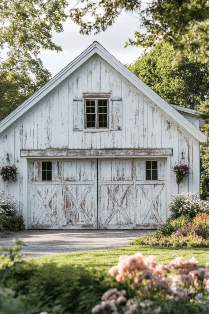 Bright Whitewashed Farmhouse Garage
