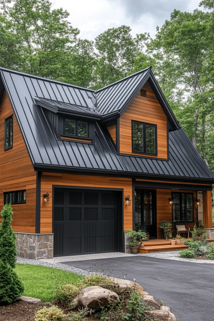 Contrasting Black Metal and Wood Design
