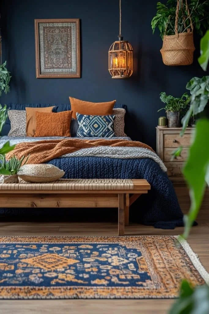 Serene Ebony: Boho Bedroom Elegance