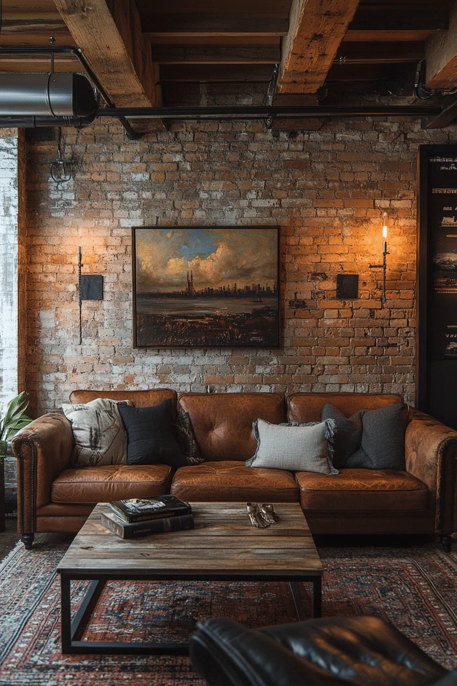 Industrial Basement Living Room Industrial Basement Living Room