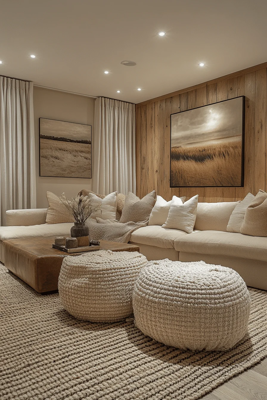 Textural Basement Living Room Textural Basement Living Room