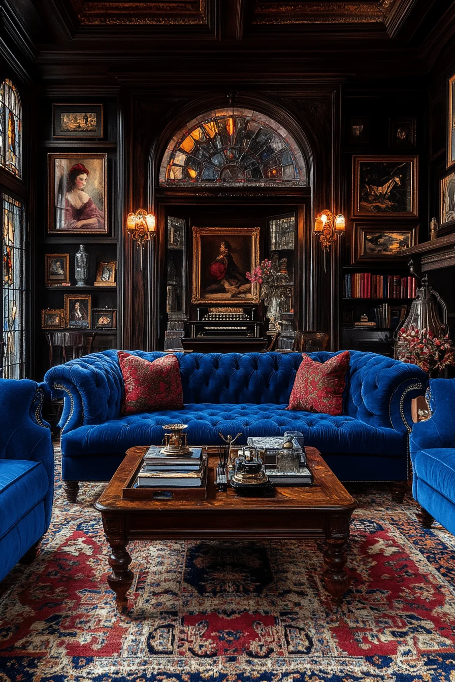 Velvet and Twilight Hues in Western Gothic Vintage Design