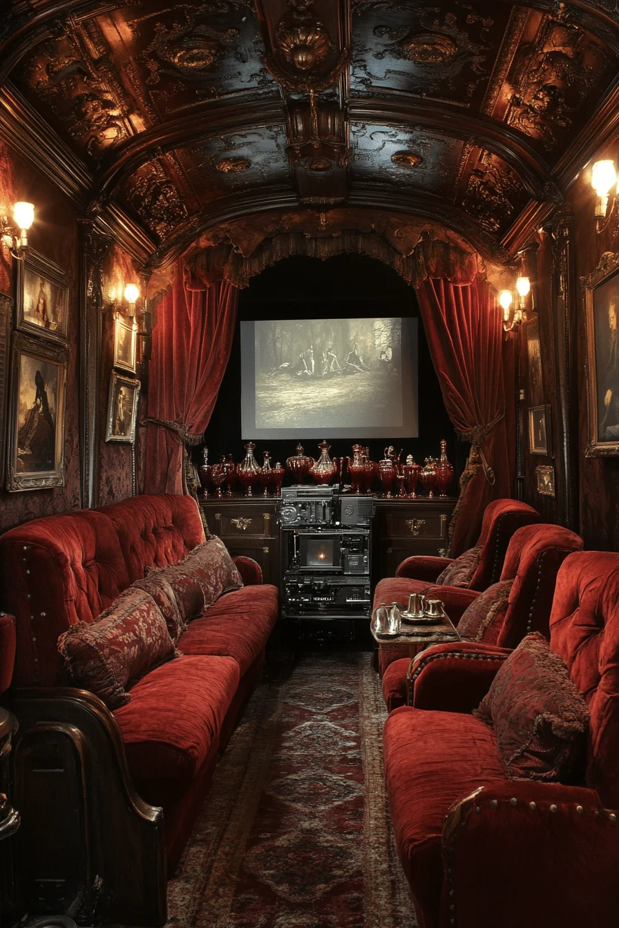 Crimson Accents and Romantic Shadows in Western Gothic Vintage Design
