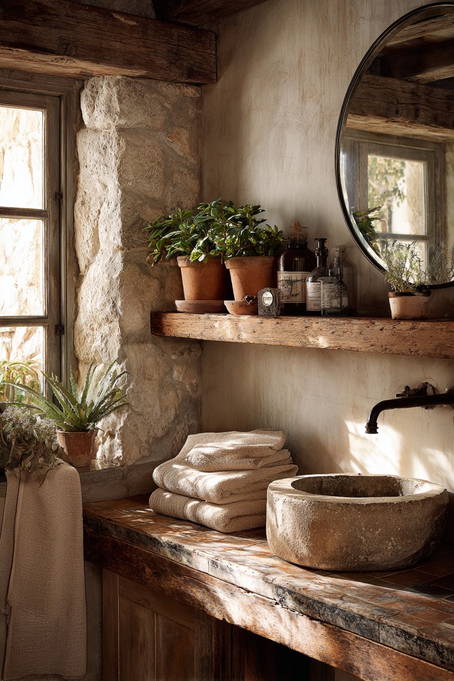 Rustic Storage Solutions: Wooden Shelving