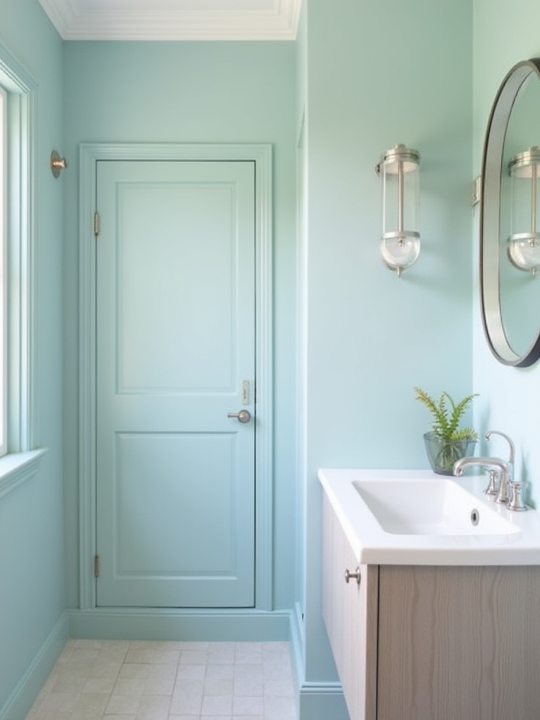 Small bathroom interior with measuring tools and scaled floor plan for renovation planning