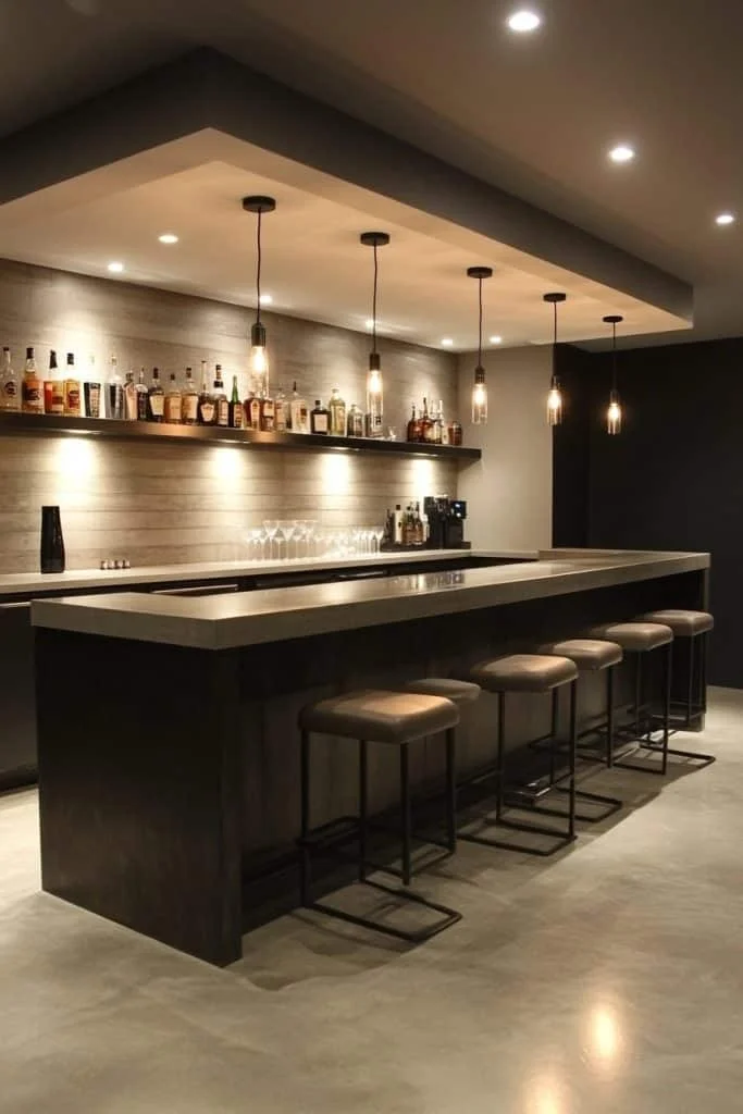 Modern Minimalist Basement Bar