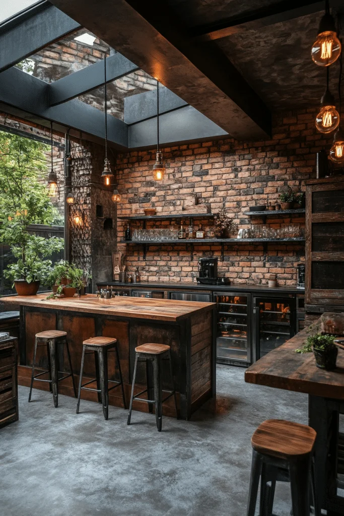 Urban Industrial Basement Bar