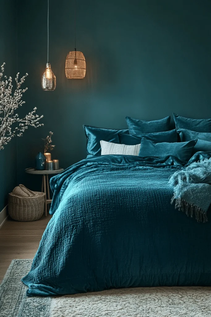 19 Dark Teal Bedroom Ideas for a Modern and Moody Vibe 1 Calm and Refined Teal Sanctuary
