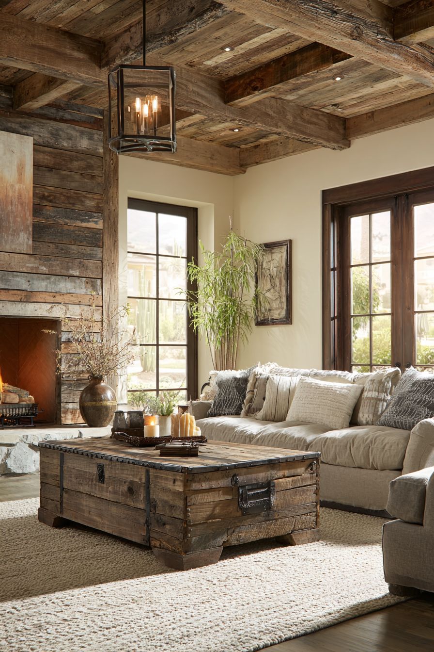 Natural Wood Elements in Farmhouse Living Room