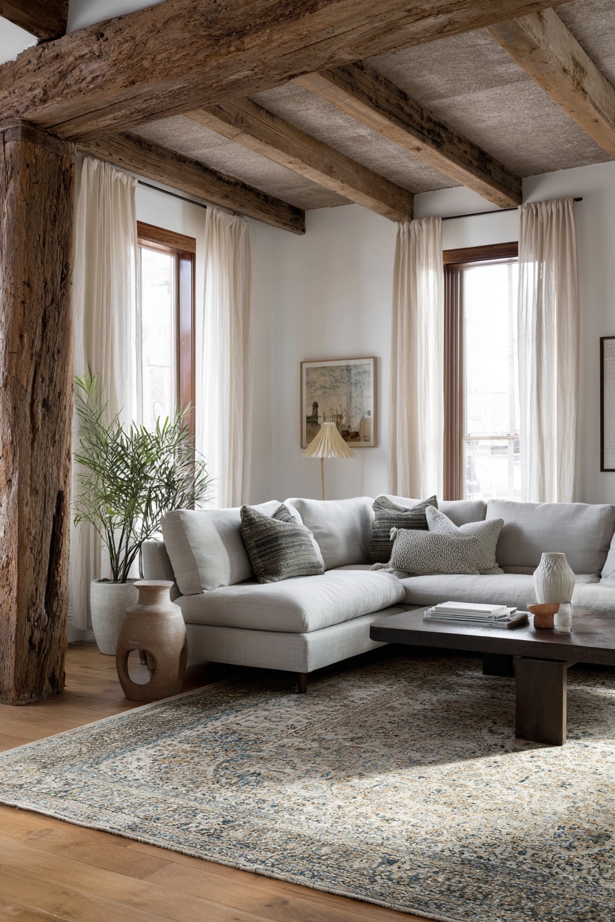 Blend Antique Rugs with Contemporary Seating