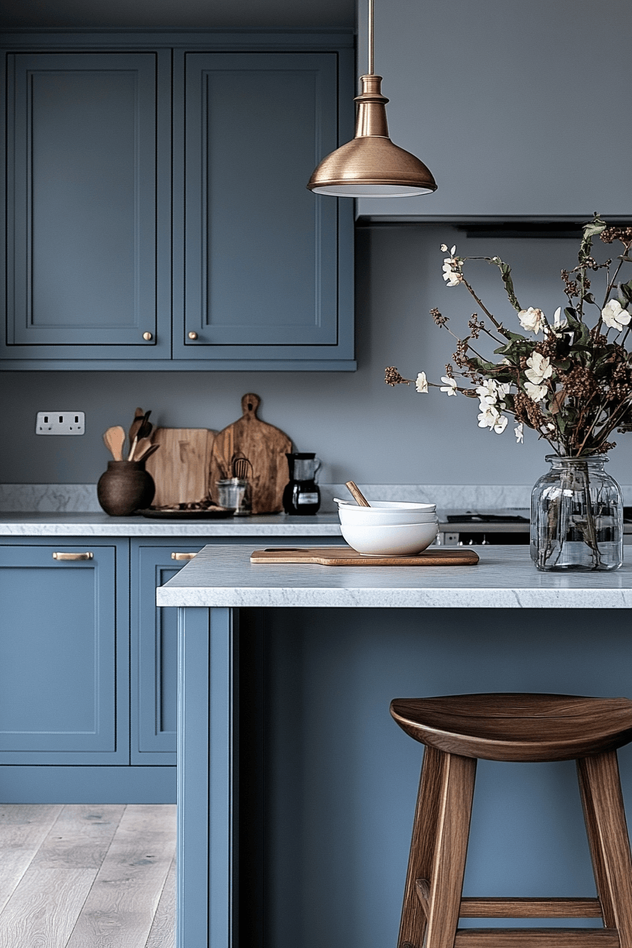 blue grey kitchen cabinets