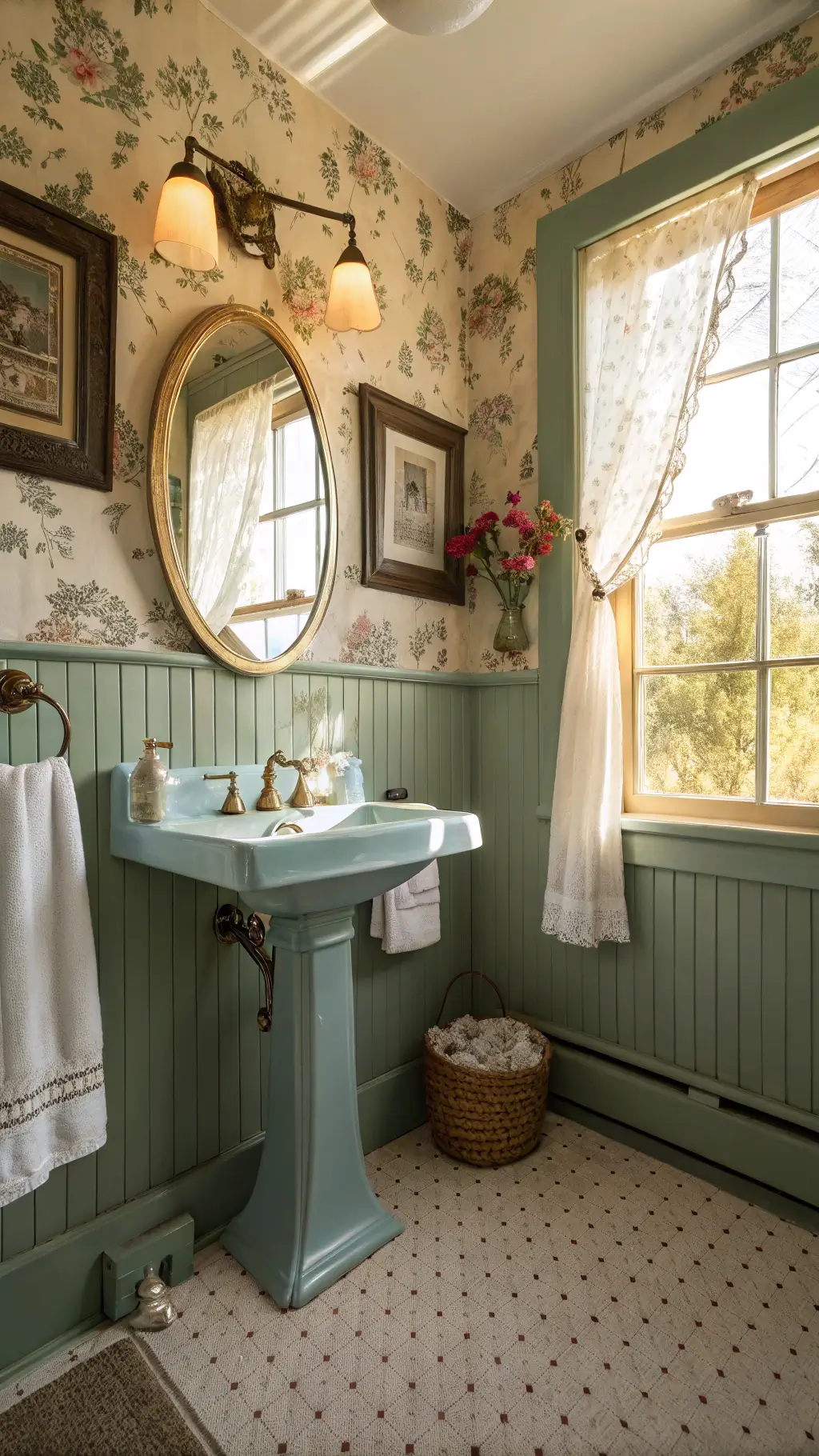Granny Chic Bathrooms: Vintage Charm Meets Modern Design Granny Chic Bathroom with pastel colors and vintage fixtures