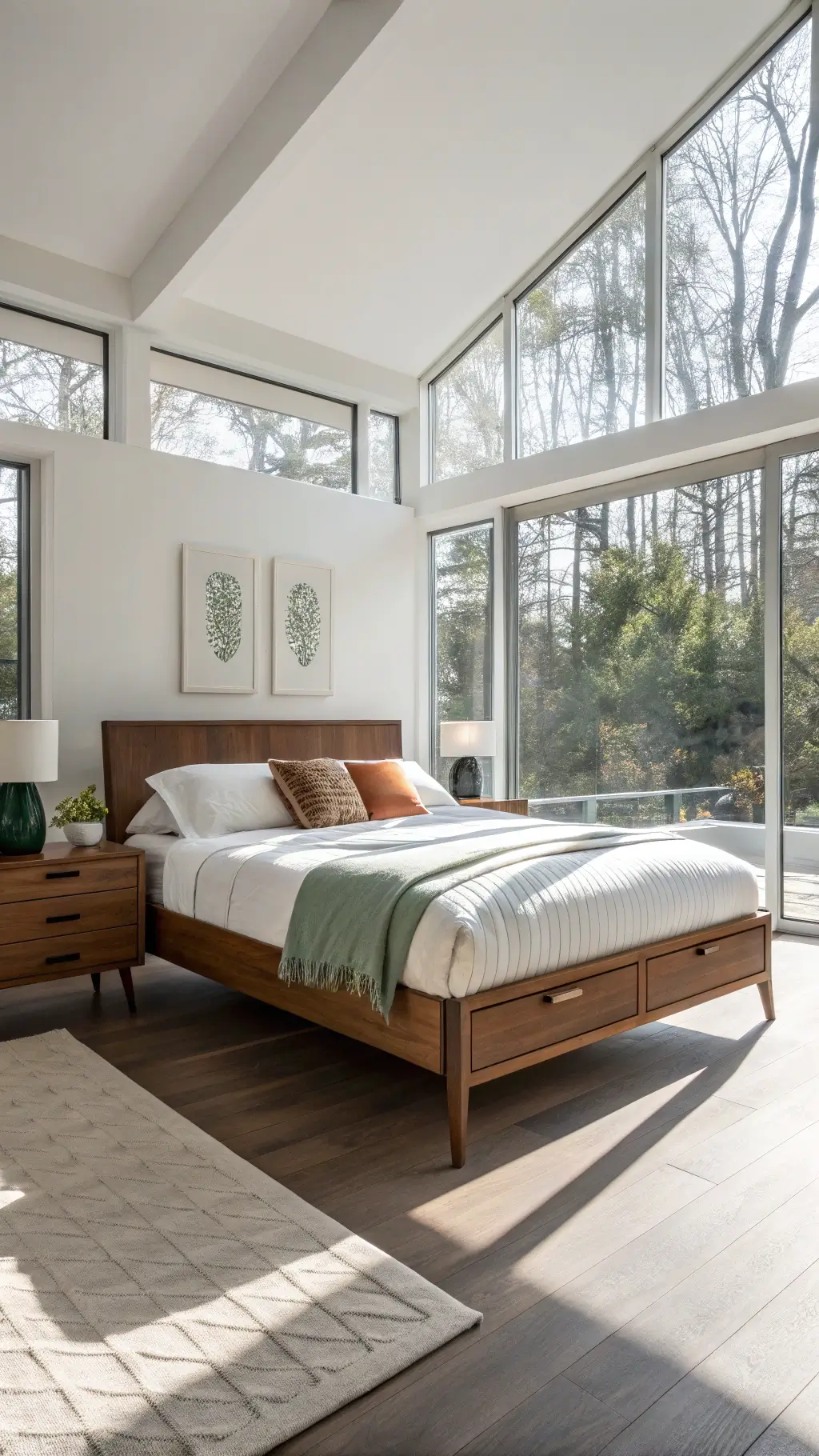 Mid-century modern bed with storage