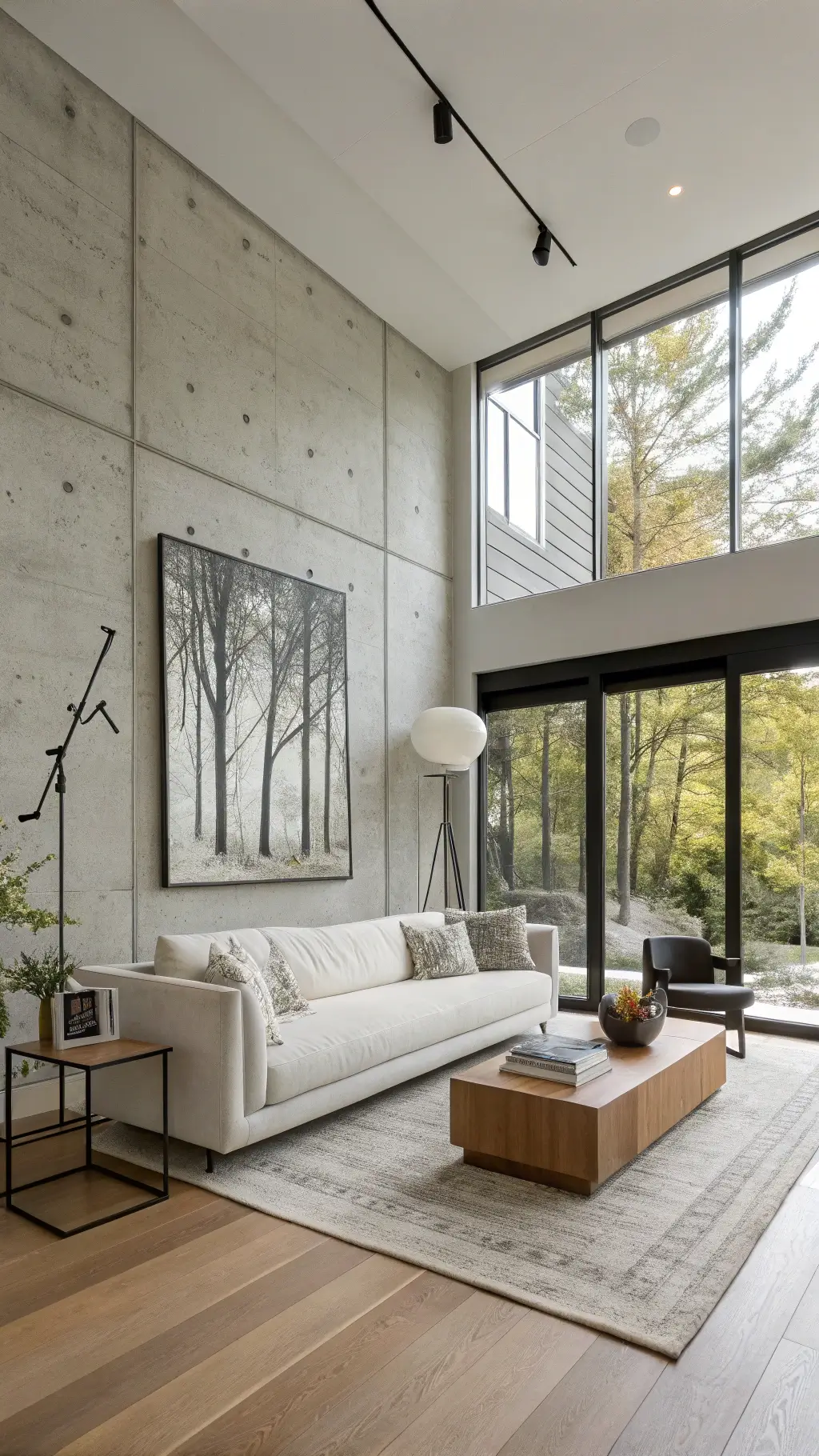 Minimalist interior design showcasing clean, open space with neutral tones
