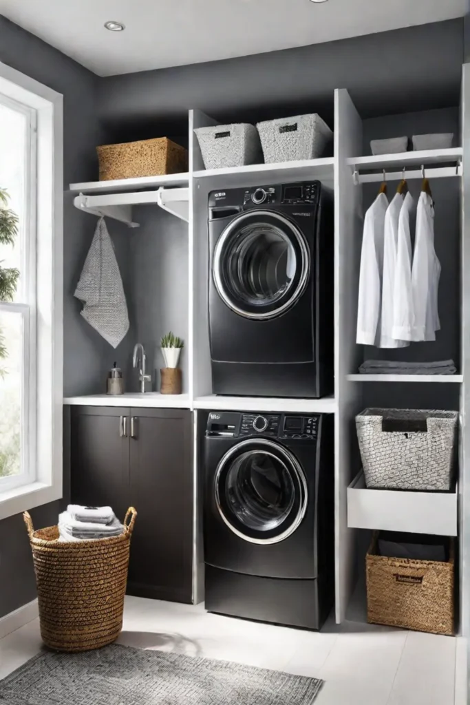 Compact laundry room with space-saving storage