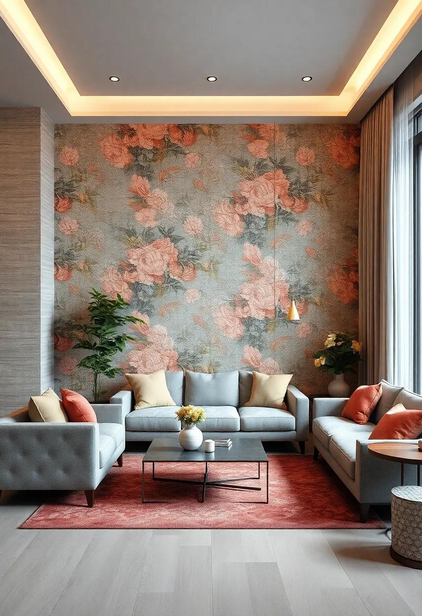 Rich Velvet-Inspired Textured Wallpaper Layers Offering Plush Elegance and Comfort to Compact Apartment Living Areas