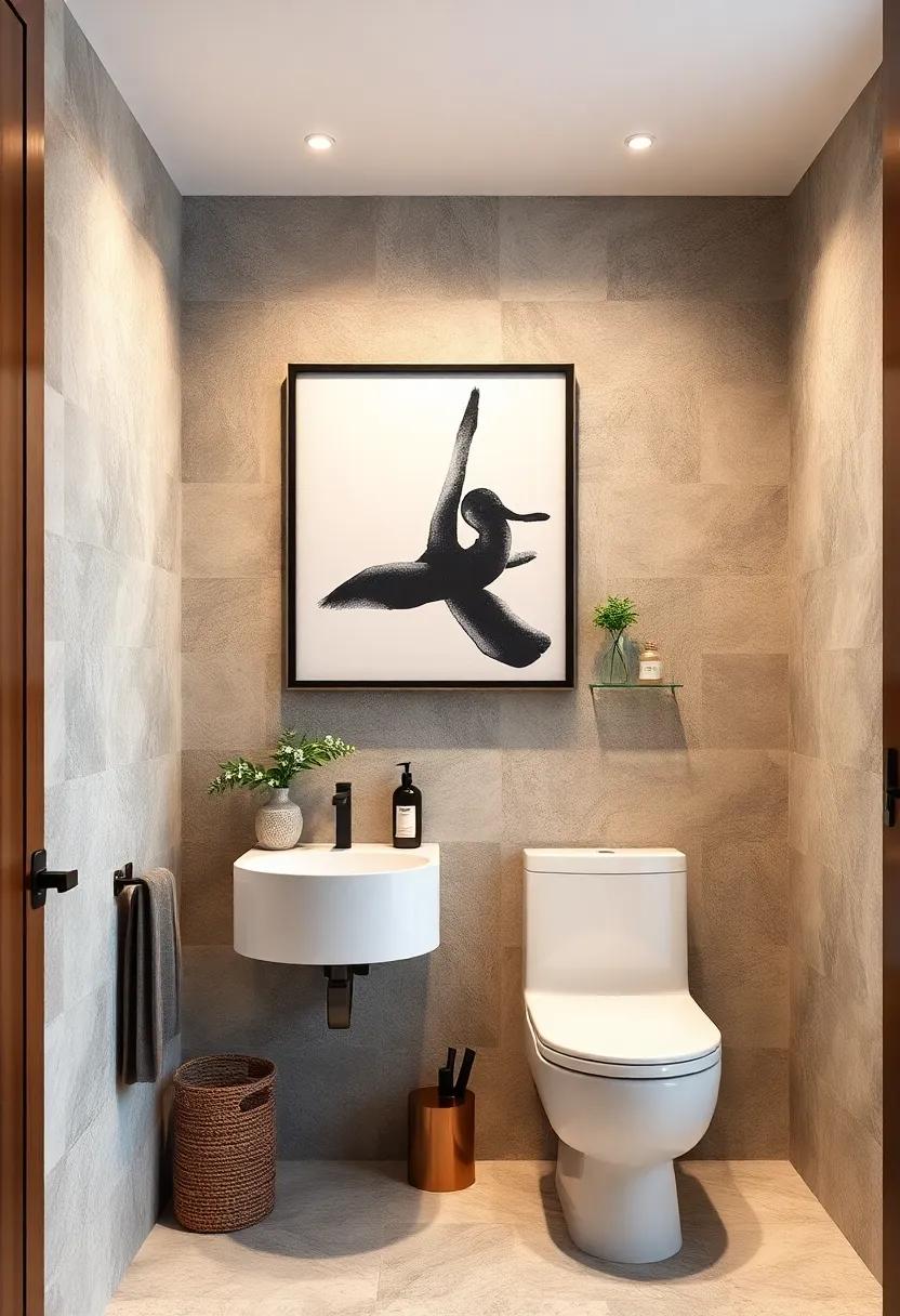 Feature Slim Black Frame Wall Shelf With Monochrome Abstract Art For Modern Sophistication