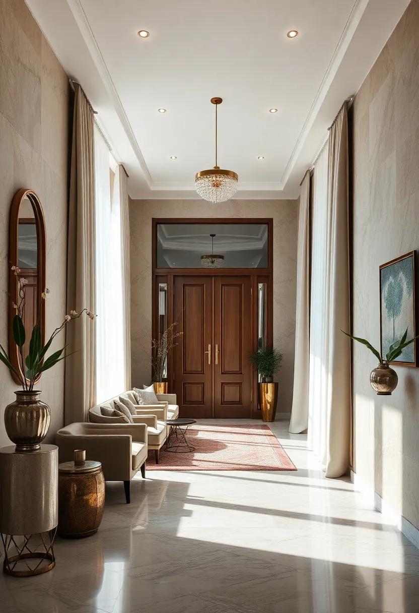 Flowing Draperies and Curtain Textures That Infuse Softness and Classic Charm Into the Entry