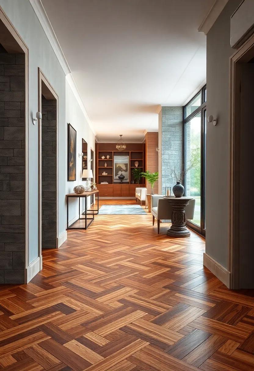 Close-Up of Intricate Herringbone Wood Floor Grain Highlighting the Texture and Richness of Traditional Finishes