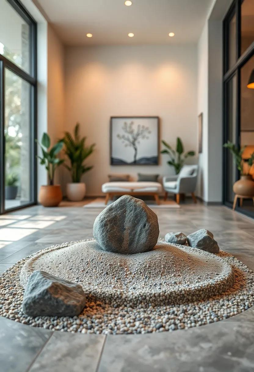 A Single Ornamental Rock as a Focus Point Representing Stability and Grounding Energy