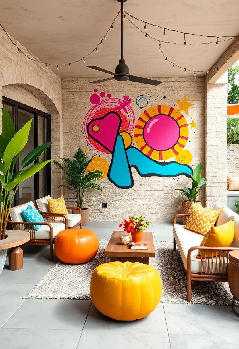 Funky Pop Art Murals Bursting With Bright Colors and Playful Icons to Energize Your Outdoor Space
